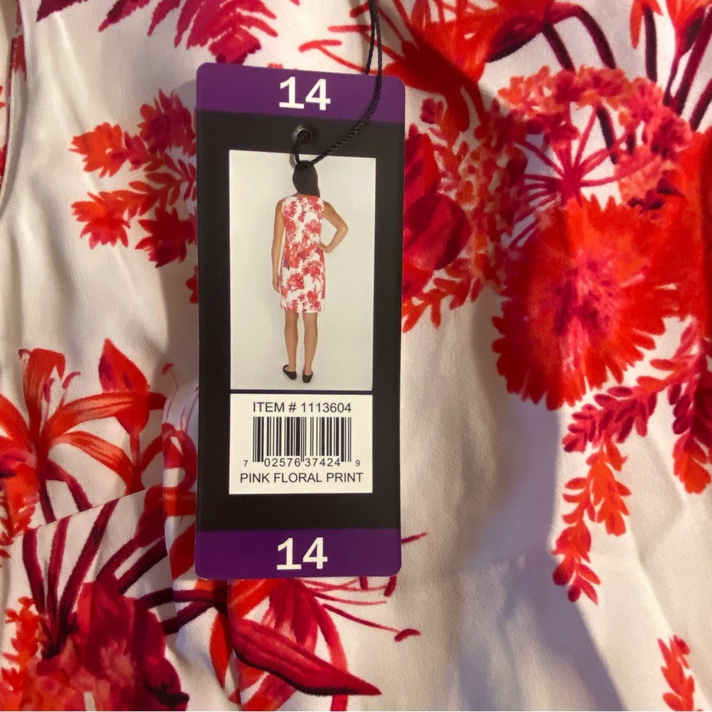 NWT Mario Serrani sleeveless pink floral print dress size 14 women’s - Picture 10 of 12